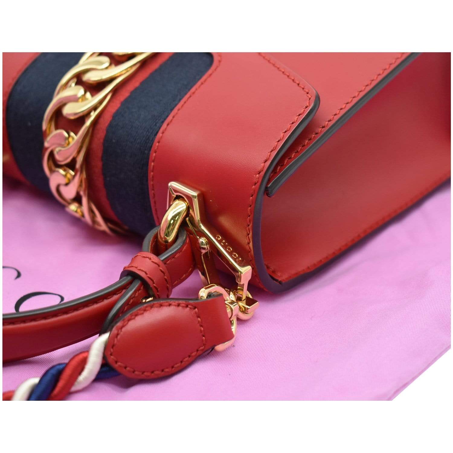 Gucci Red Leather Small Sylvie Web Shoulder Bag Gucci