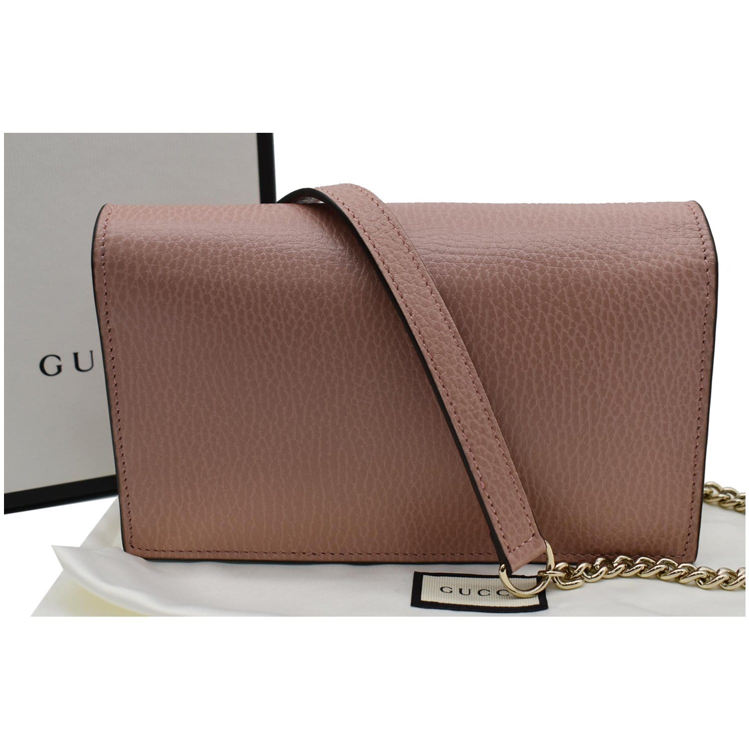 GUCCI-Interlocking-G-Leather-Chain-Wallet-WOC-Gray-510314 – dct
