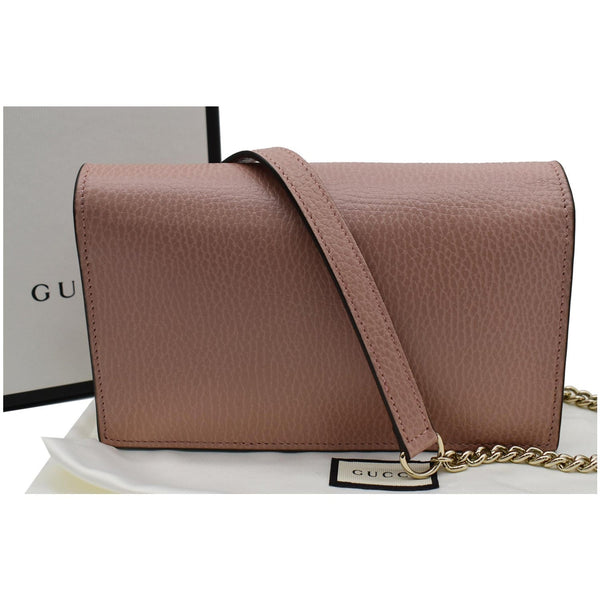 GUCCI Dollar Interlocking G Calfskin Leather Chain Wallet Crossbody Bag Soft Pink 510314
