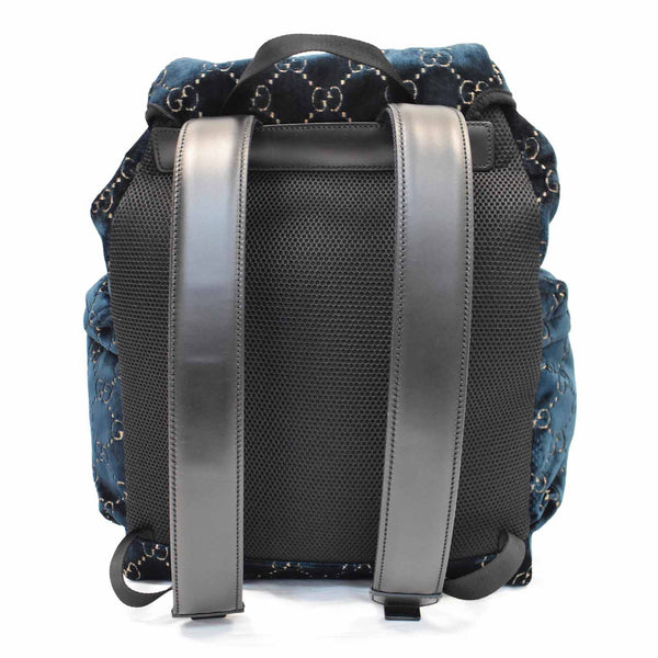 GUCCI Classic GG Monogram Medium Velvet Backpack Dark Blue 574923