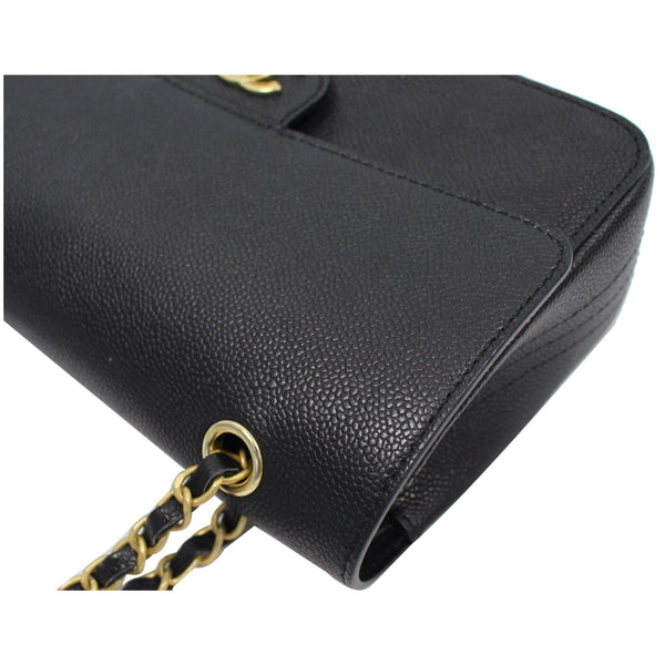 CHANEL Classic Pure Caviar Medium Double Flap Leather Shoulder Bag Black