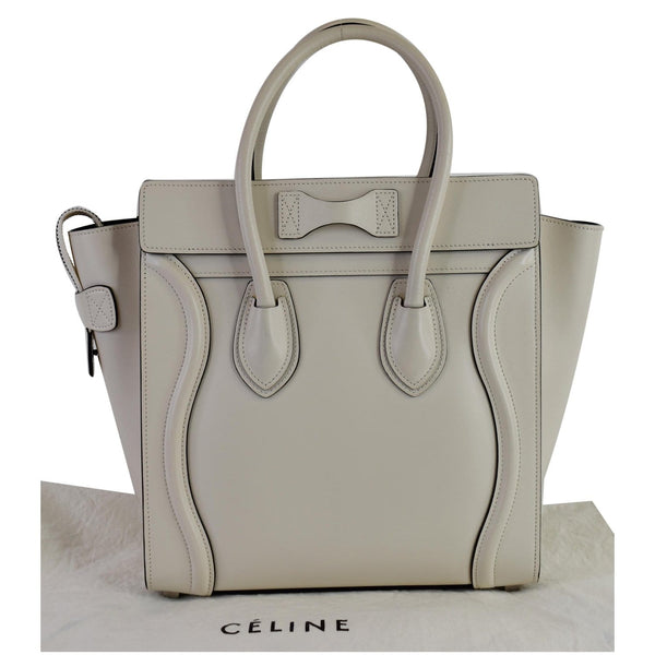 CELINE Mini Luggage Smooth Leather Tote Bag White