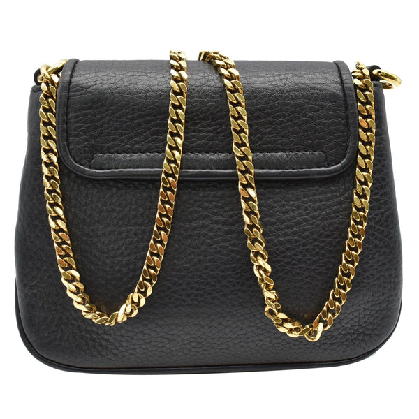 GUCCI Small 1973 Pebbled Leather Chain Crossbody Bag Black 251821