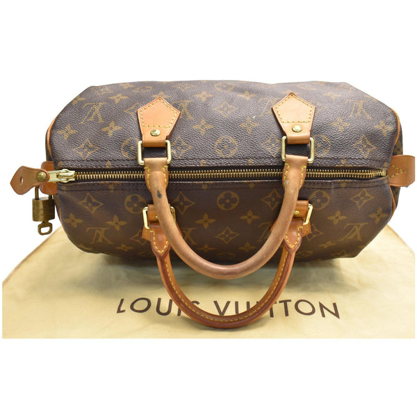 LOUIS VUITTON Speedy 30 Monogram Canvas Satchel Bag Brown