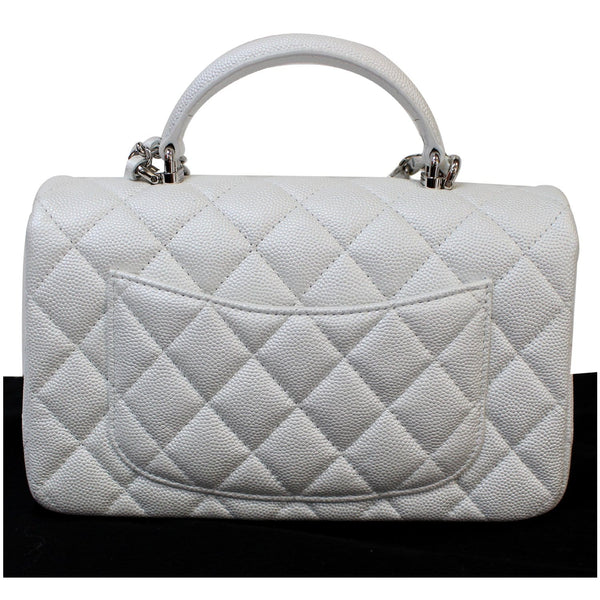 CHANEL Mini Top Handle Flap Caviar Leather Crossbody Bag White