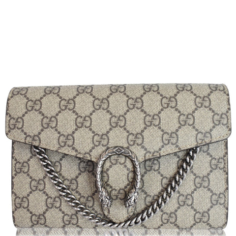 GUCCI Dionysus GG Supreme Crossbody Chain Wallet Beige 401231