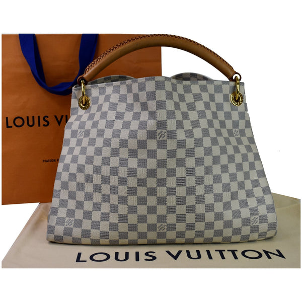 Louis Vuitton Artsy MM Damier Azur Shoulder Bag White full view