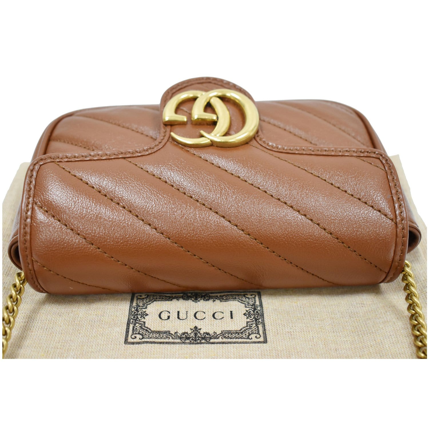 Gucci Bag. Authentic Gucci Vintage Monogram Camel / Tan and Brown Shoulder Bag. Italian Designer Purse from 70s