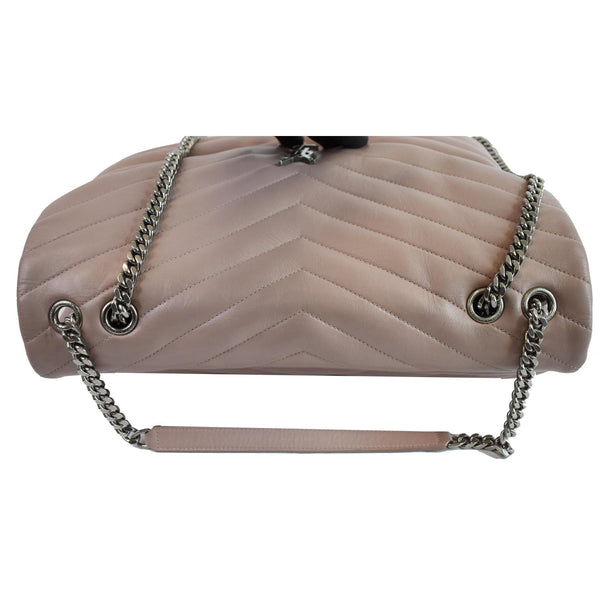 YVES SAINT LAURENT Large Loulou Calfskin Matelasse Chain Shoulder Bag Pink