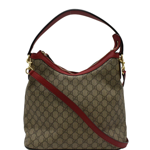 GUCCI Linea A Supreme Coated Canvas Hobo Shoulder Bag Beige 414930