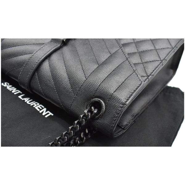 YVES SAINT LAURENT Envelope Mix Matelassé Chain Medium Leather Crossbody Bag Black