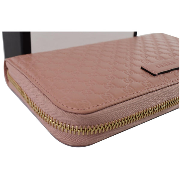 GUCCI Micro GG Guccissima Zip Around Wallet Pink 449391