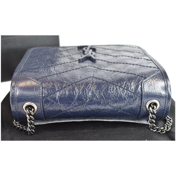 YVES  SAINT LAURENT Niki Chain Wallet Leather Crossbody Bag Blue