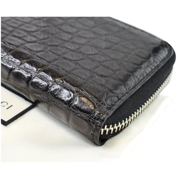 Gucci Embossed Crocodile Zip Around Bifold Wallet women