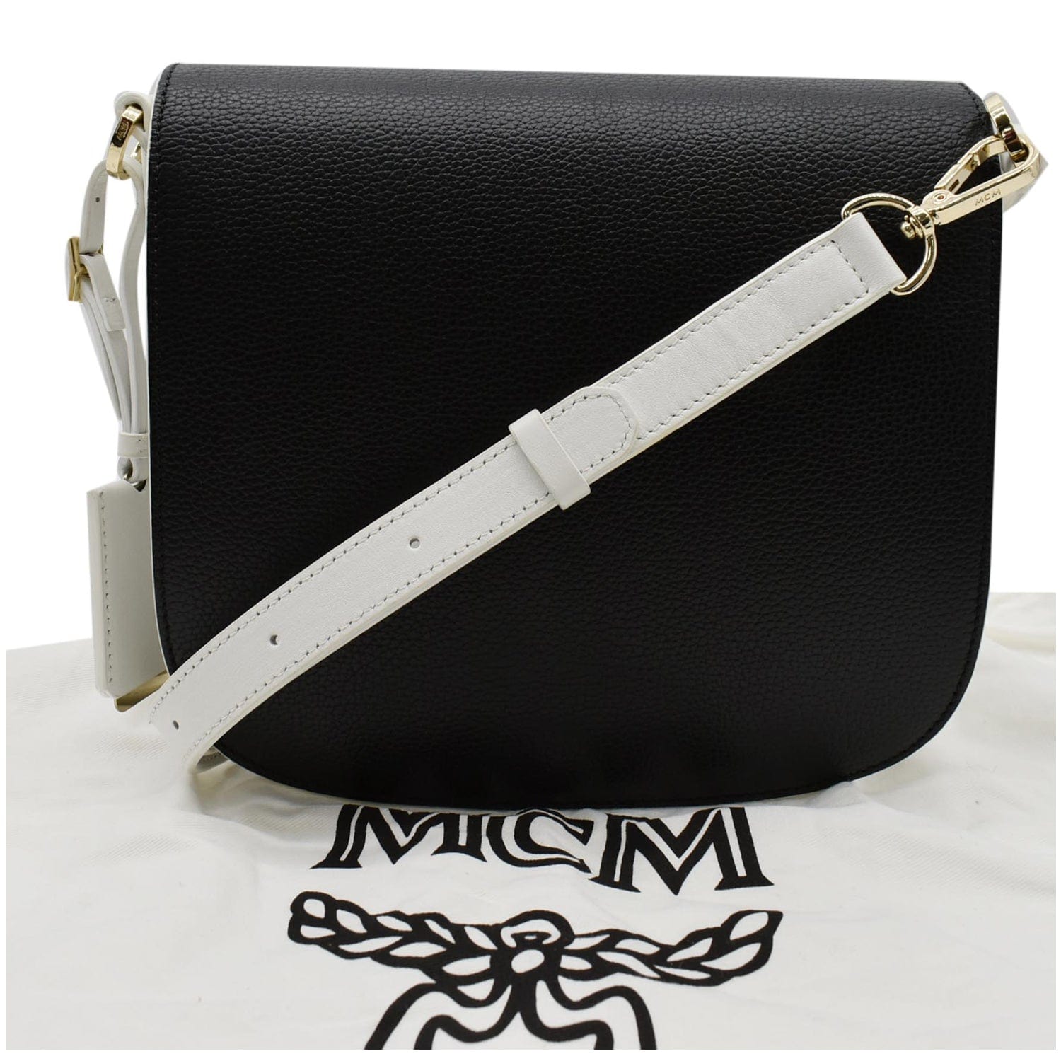 MCM Black Leather Flap Crossbody Bag MCM