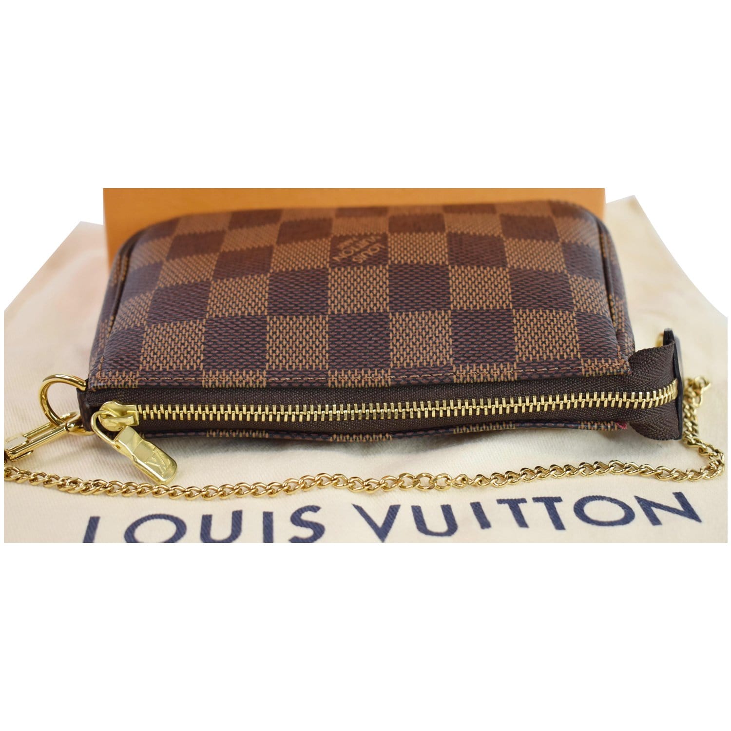 Louis Vuitton Damier Ebene Canvas Mini Pochette Accessoires with Strap  Brown Cloth ref.591822 - Joli Closet
