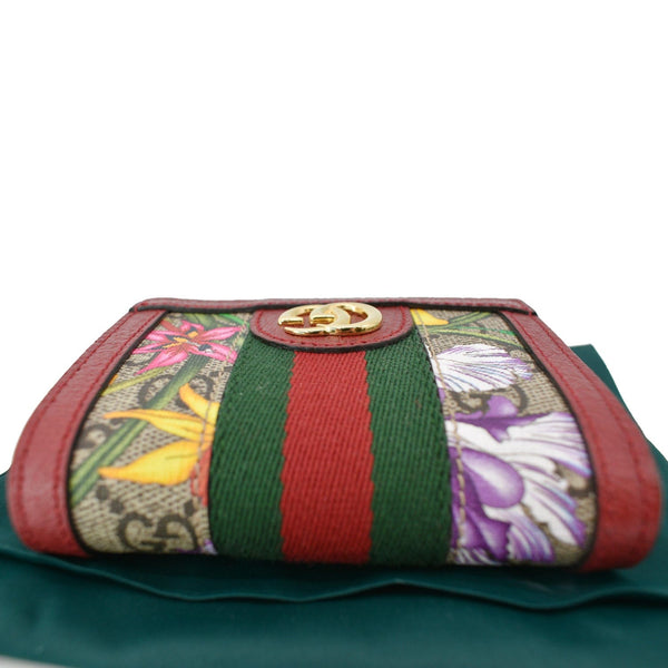 GUCCI Ophidia Flora GG Supreme Canvas Card Case Wallet Red