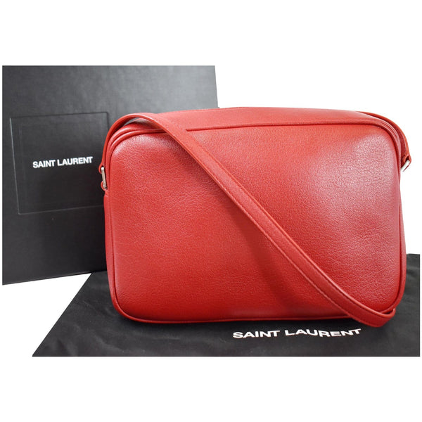 YVES SAINT LAURENT Lou Camera Monogram Leather Shoulder Bag Red