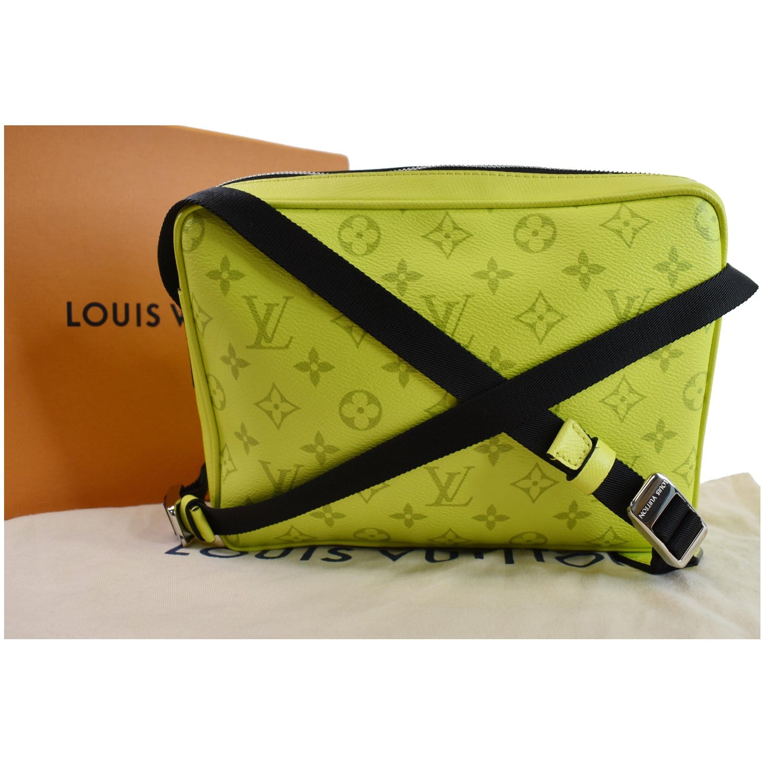LOUIS VUITTON Taiga Monogram Leather Outdoor Messenger Yellow Bag For Sale  at 1stDibs