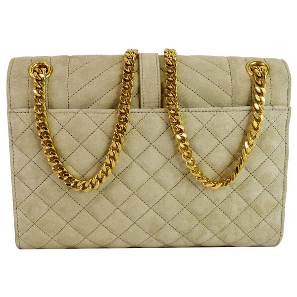 YVES SAINT LAURENT Medium Envelope Matelasse Suede Crossbody Bag Beige