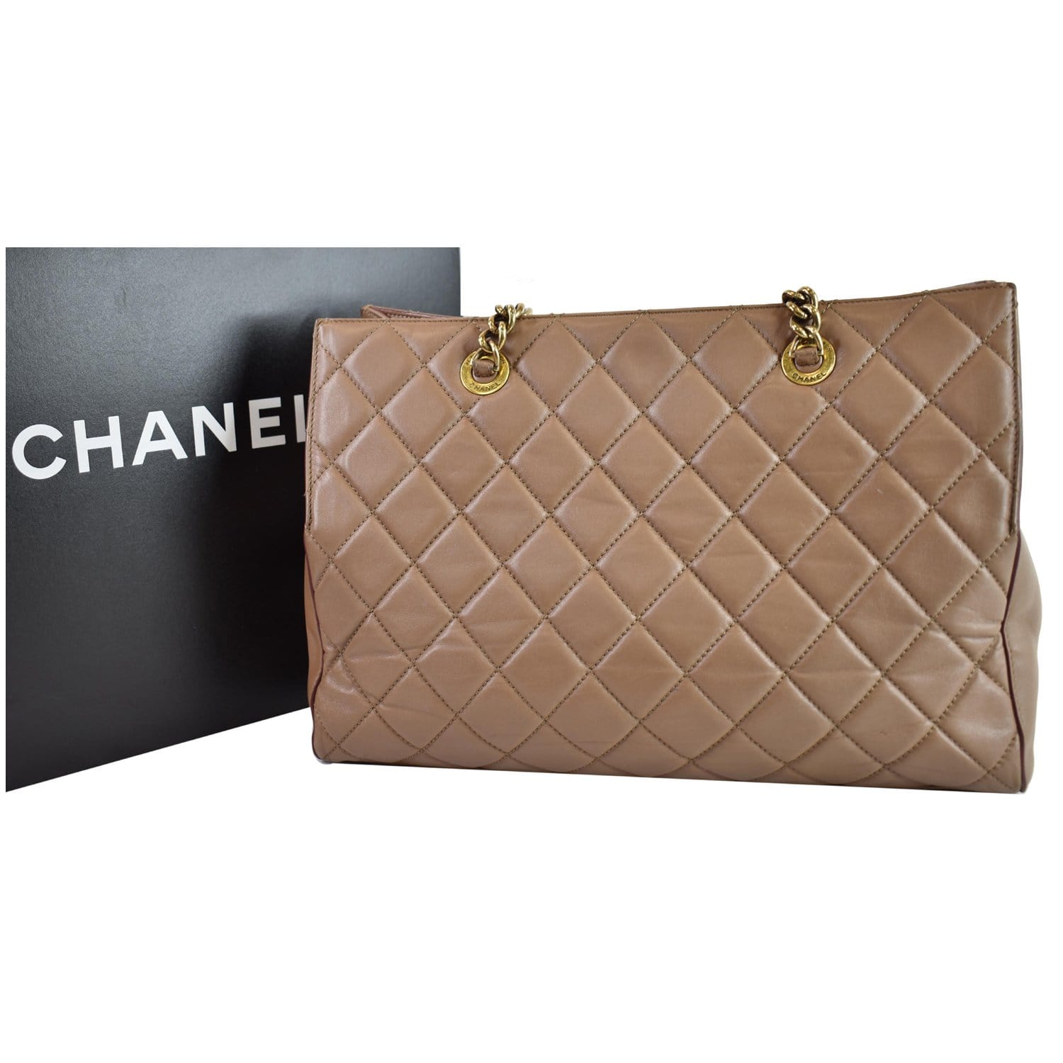 CHANEL Quilted CC SHW 2.55 Chain Shoulder Bag Caviar Leather Dark Brown