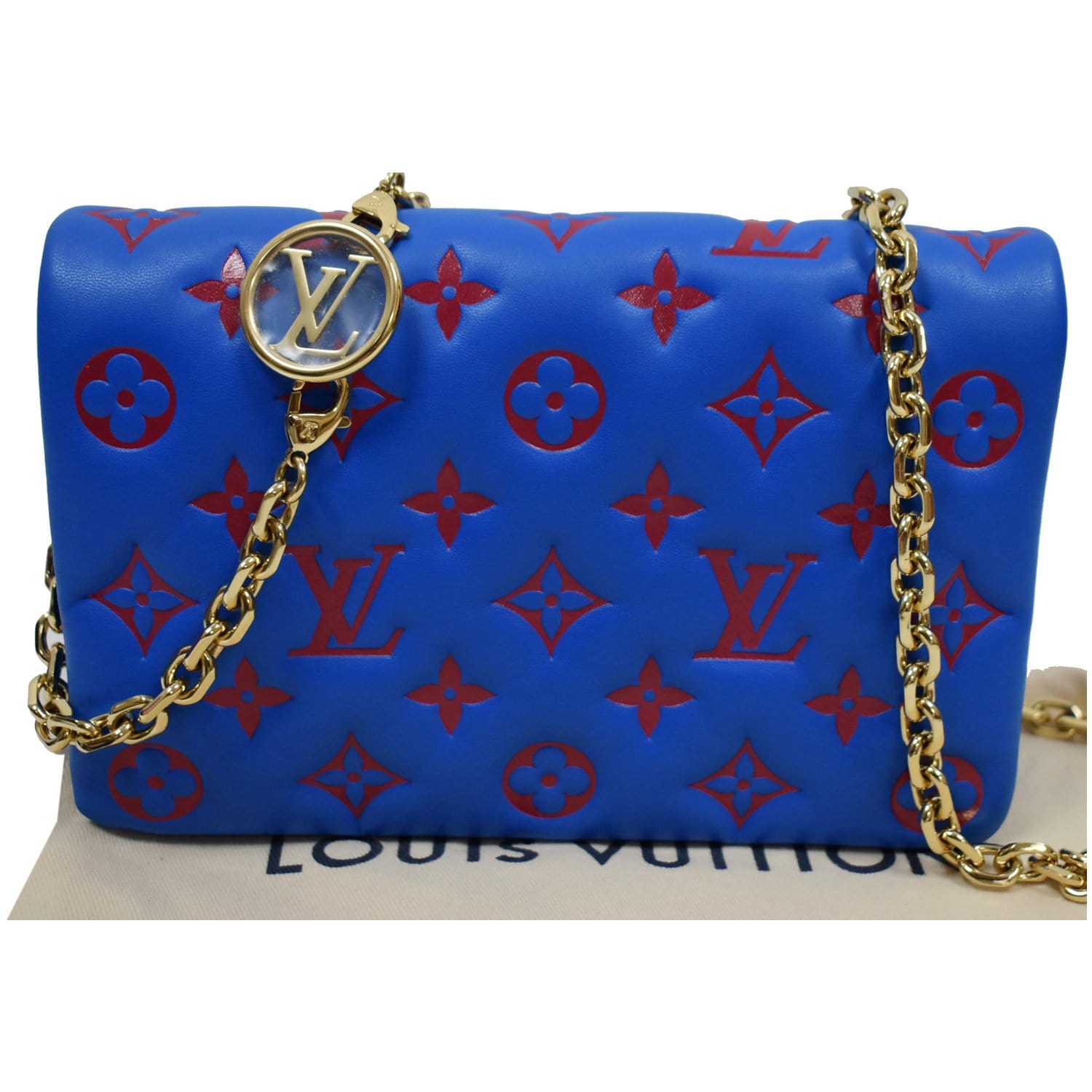 LOUIS VUITTON Coussin Monogram Embossed Pochette Crossbody Bag Blue