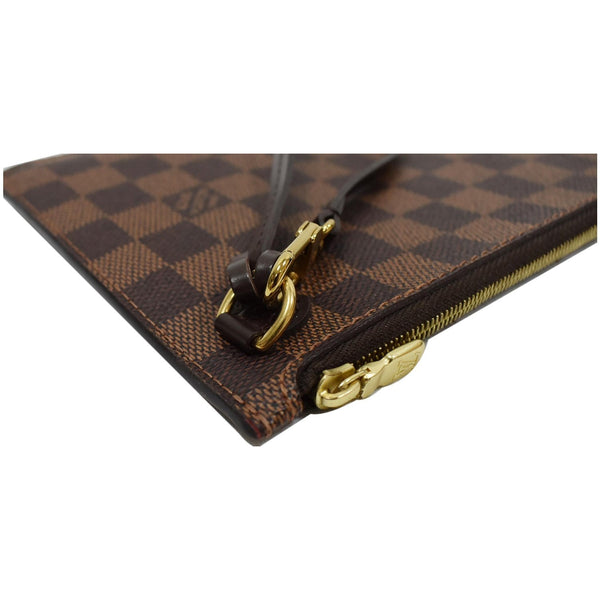 LOUIS VUITTON Neverfull GM Damier Ebene Pochette Wristlet Pouch Brown