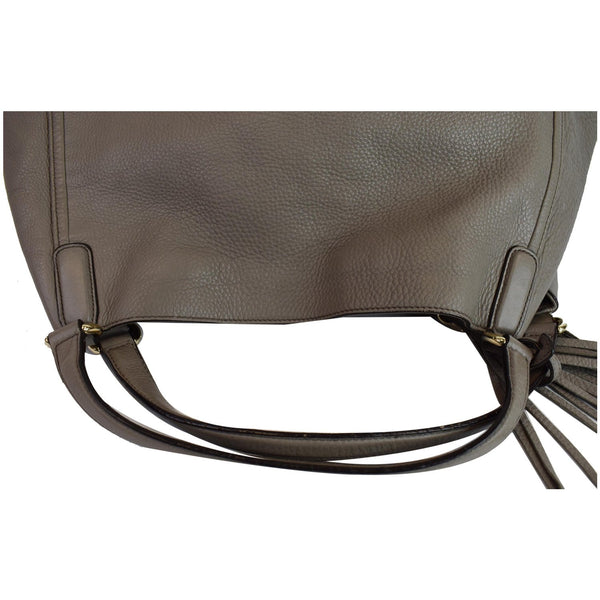 Gucci Soho Top Handle Pebbled Leather Tote Bag Taupe - leather handles
