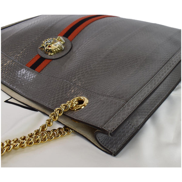 GUCCI Rajah Large Snakeskin Tote Shoulder Bag Dusty Grey 537219 - Last Call