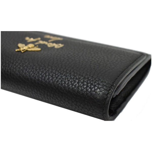 GUCCI Animalier Bee Blind For Love Leather Wallet Black 454070