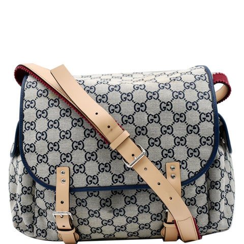 GUCCI Diaper GG Canvas Shoulder Bag Blue 606823