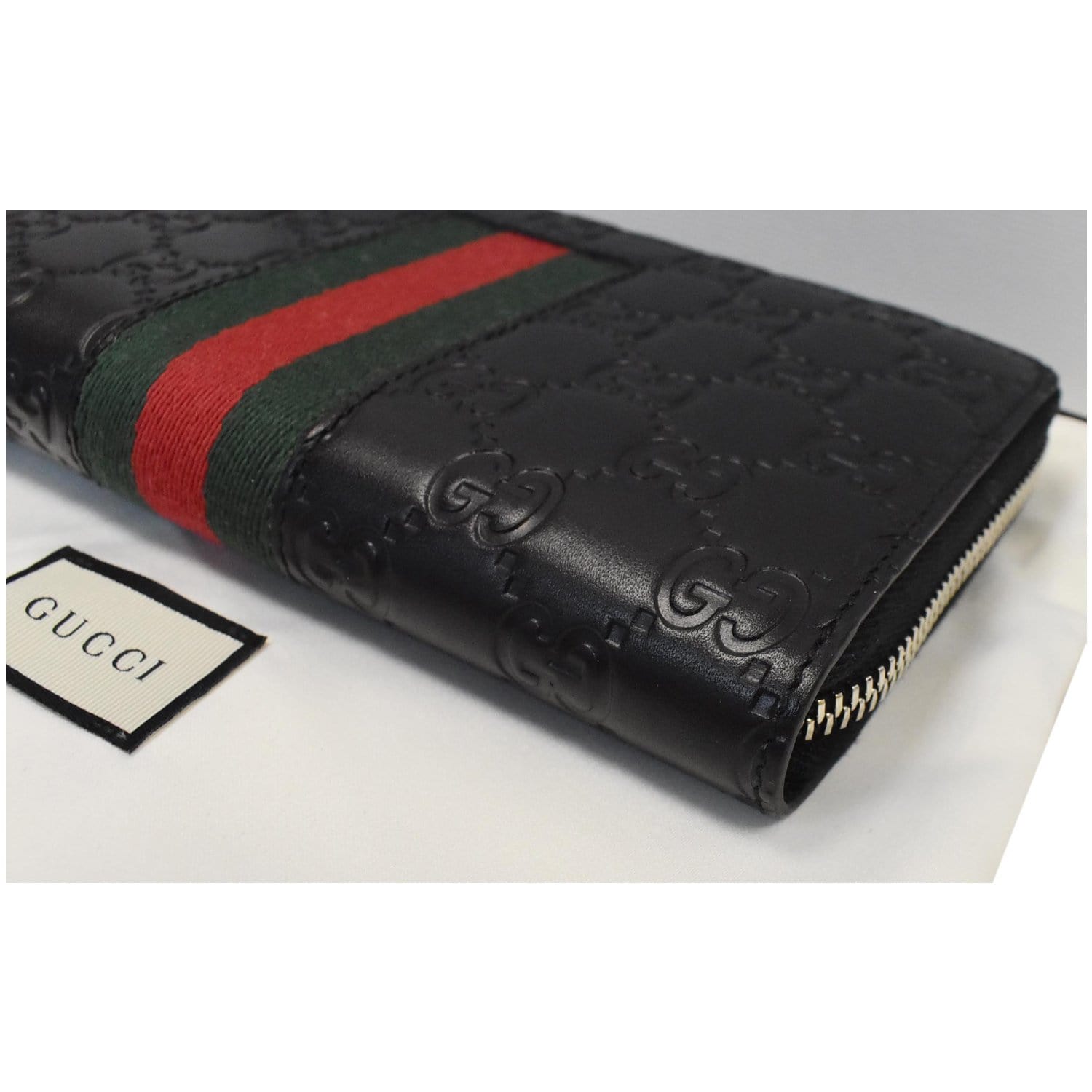 Black Signature Web zip around wallet  Wallet, Designer wallets, Gucci  wallet