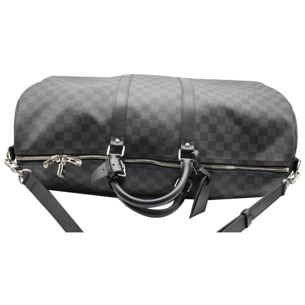 LOUIS VUITTON Keepall Bandouliere 55 Damier Graphite Travel Bag Black