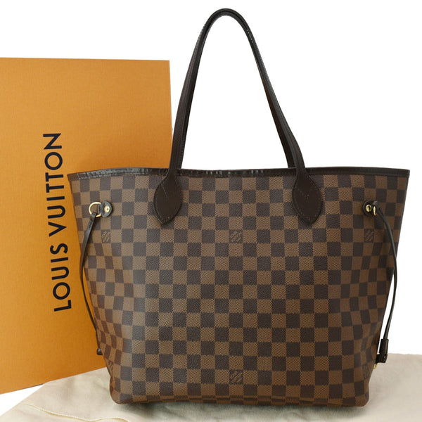 LOUIS VUITTON Neverfull MM Damier Ebene Tote Bag Brown
