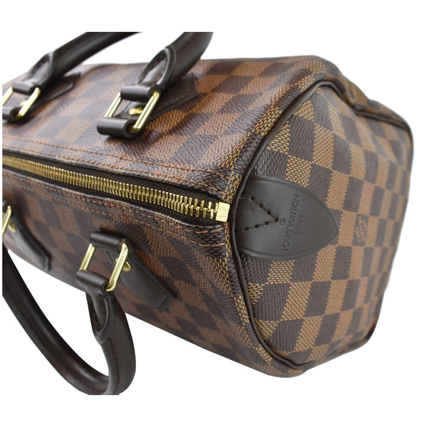 Louis Vuitton Speedy 25 Damier Ebene Satchel Bag side corner