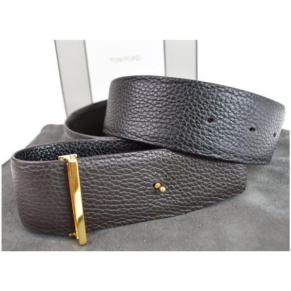 TOM FORD T Icon Reversible Leather Belt Black Size 95
