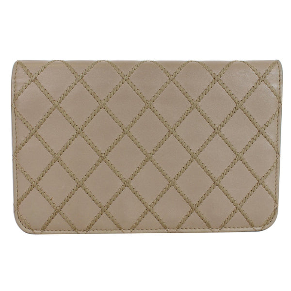 CHANEL Diamond Stitch Wallet On Chain Calfskin WOC Crossbody Bag Beige