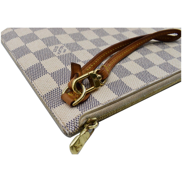 LOUIS VUITTON Neverfull MM Damier Azur Pochette Wristlet Pouch White