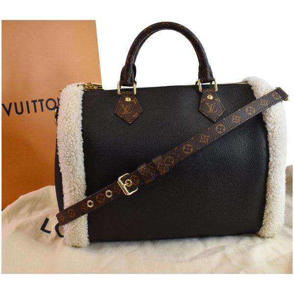 LOUIS VUITTON Speedy 30 Bandouliere Monogram Canvas Shoulder Bag Black