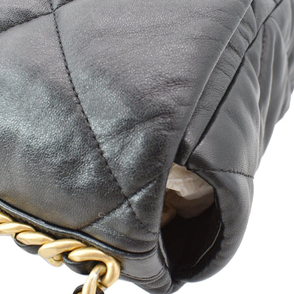 CHANEL 19 Large Flap Quilted Lambskin Leather Shoulder Bag Black