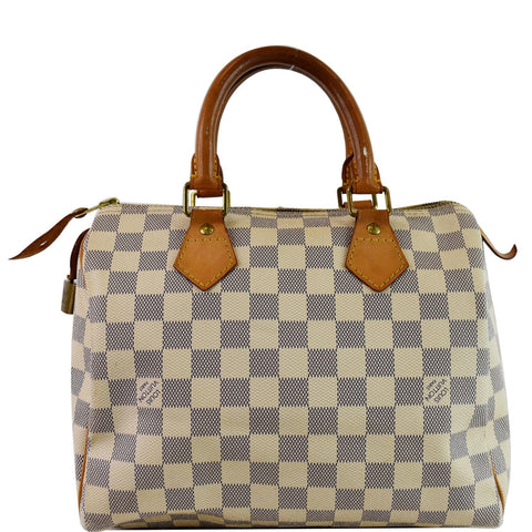 LOUIS VUITTON Speedy 25 Damier Azur Satchel Bag White