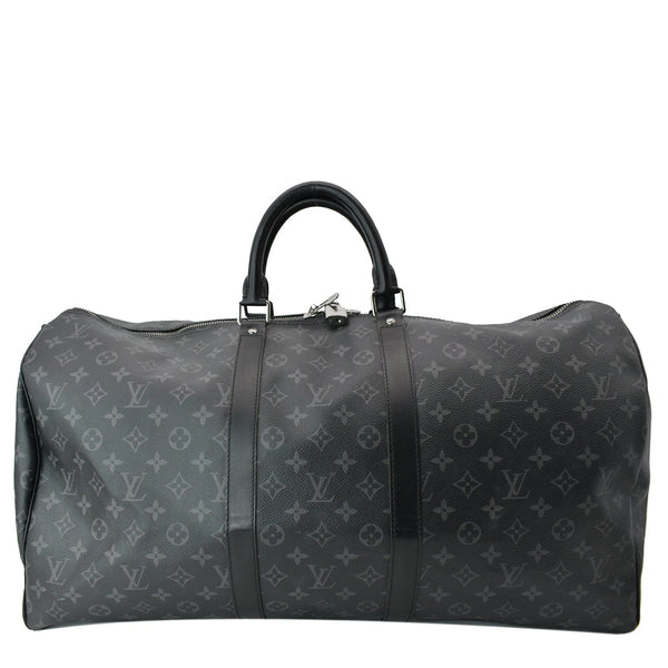 LOUIS VUITTON Keepall Bandouliere 55 Monogram Eclipse Travel Bag Black