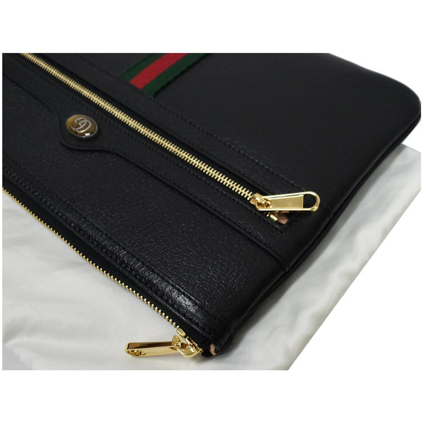 GUCCI Large Ophidia GG Leather Pouch Clutch Bag Black 517551