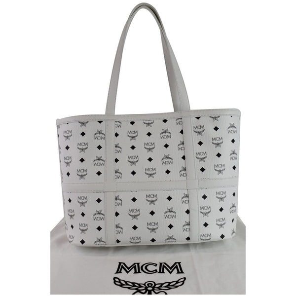 MCM Delmy Shopper Visetos Tote Bag White