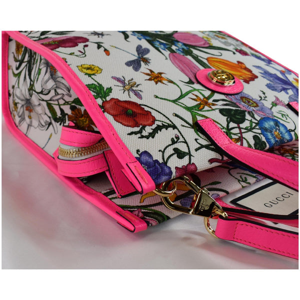 GUCCI Medium Flora Canvas Tote Shoulder Bag Pink 550141