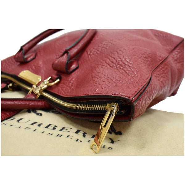 BURBERRY Dewsbury Medium Grain Check Embossed Tote Bag Red