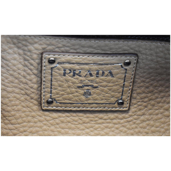 PRADA Inchiostro Vitello Daino Leather Double Handle Satchel Bag Tan