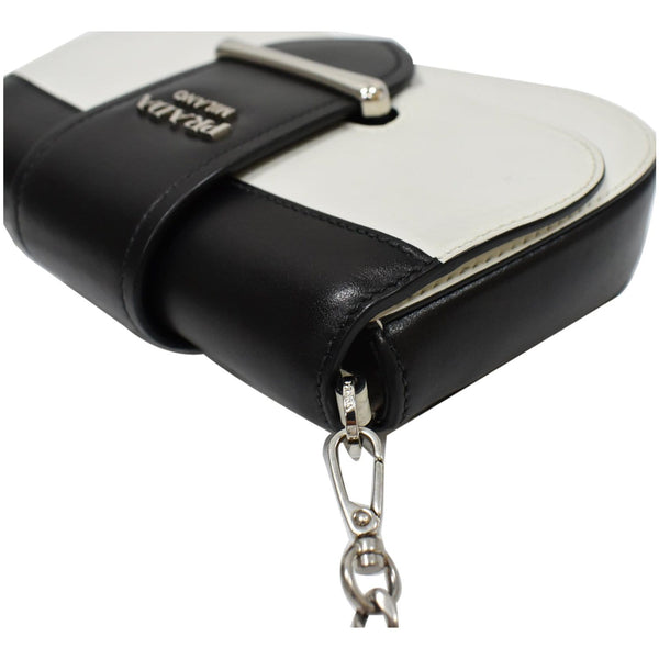 PRADA City Sidonie Small Leather Crossbody Bag Black/White - Last Call