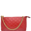 GUCCI Guccissima Leather Chain Wallet Clutch Bag Red 428449