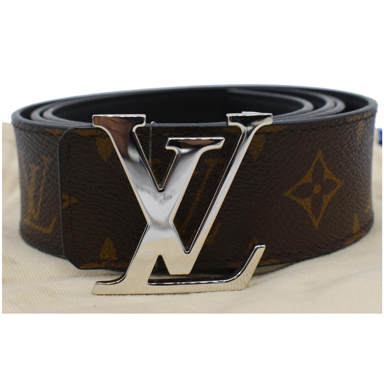 black lv belt with silver buckle